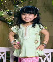 Pret Green Kurti with Hearts Printed Farshi Salwar