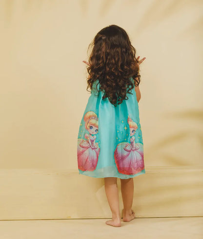 Green Printed Organza Dress - Pret Green Printed Organza Dress