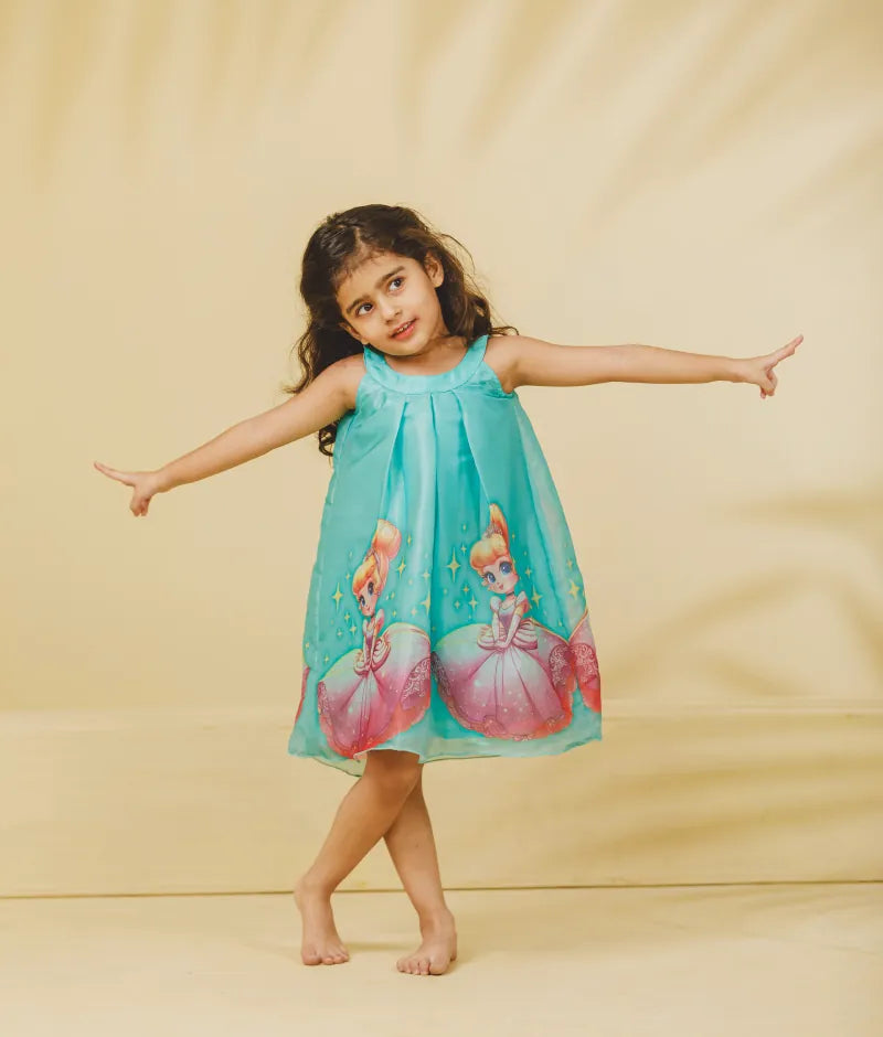 Pret Green Printed Organza Dress