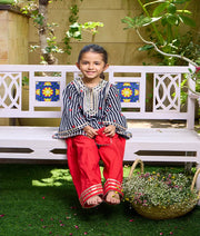 Pret Hearst & Stripe Printed Kurti with Red Farshi Salwar