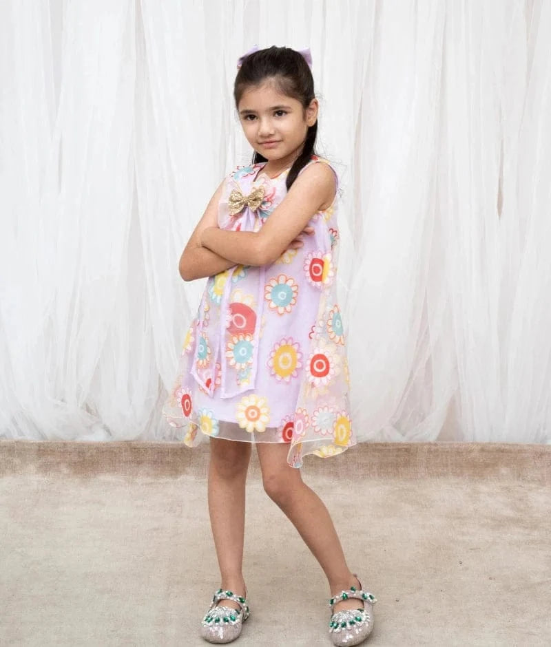 Pret Lilac Flower Printed Organza Dress