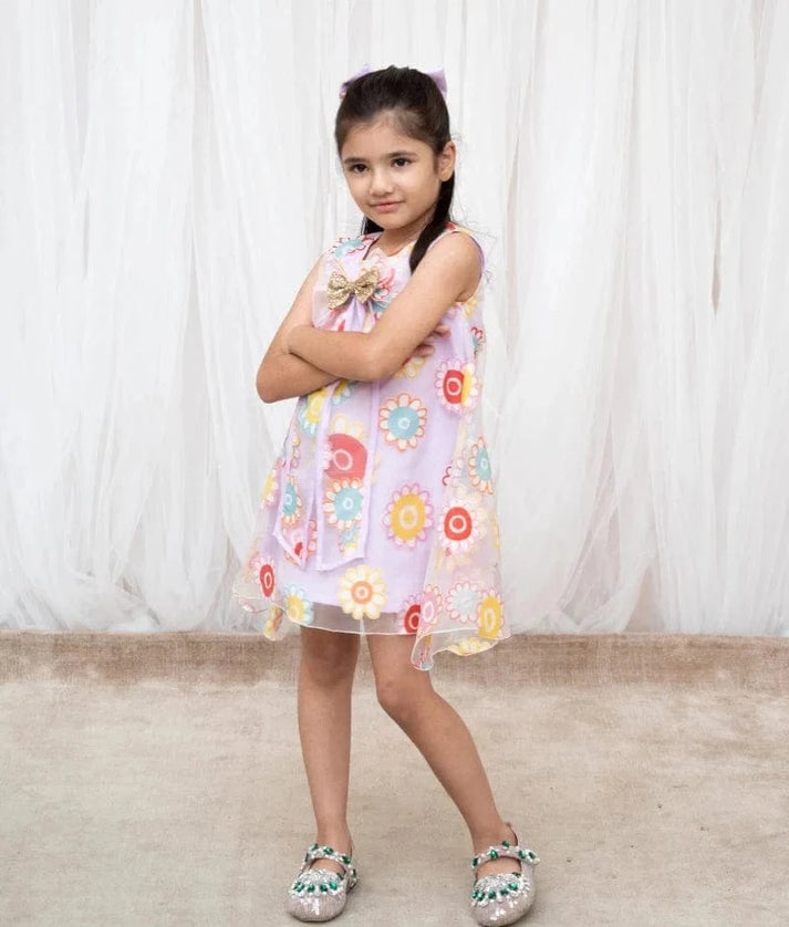 Pret Lilac Flower Printed Organza Dress