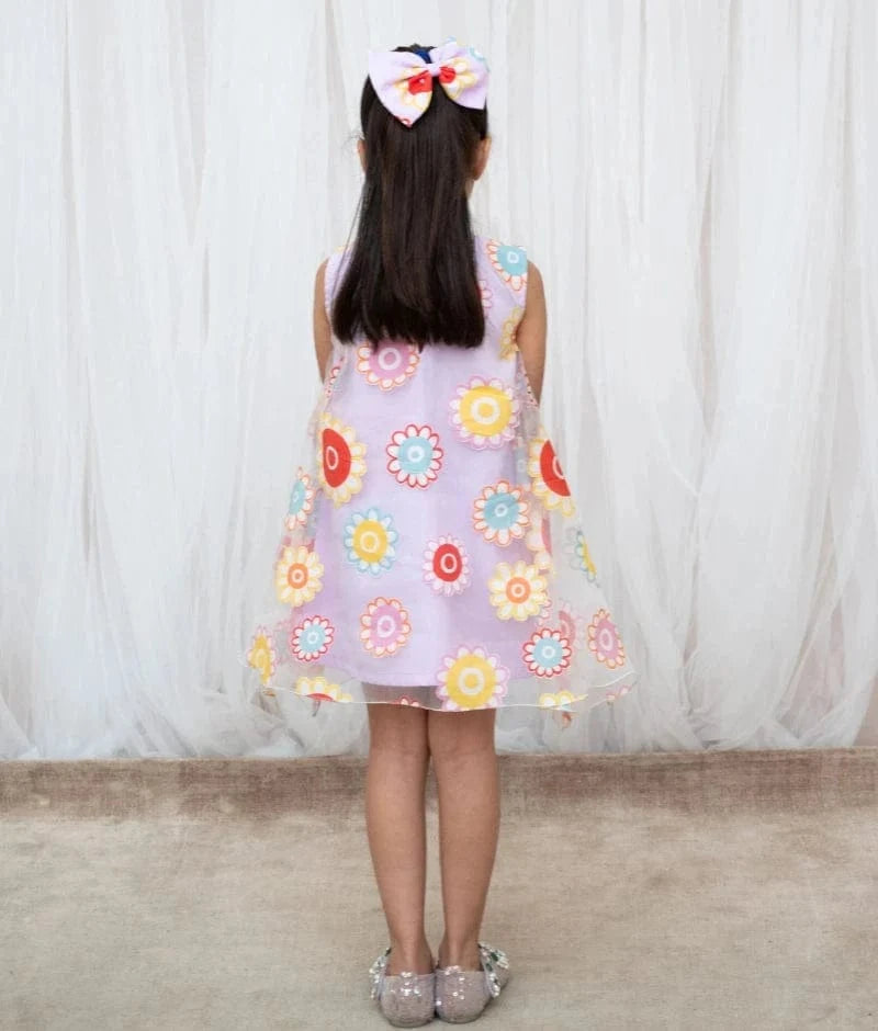 Pret Lilac Flower Printed Organza Dress