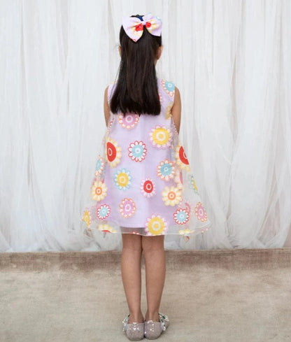 Pret Lilac Flower Printed Organza Dress