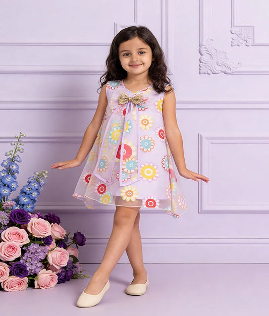 Pret Lilac Flower Printed Organza Dress
