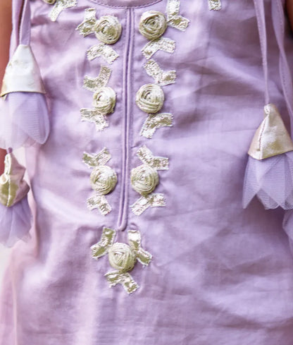 Pret Lilac Gota tulip Kurti with Farshi Salwar