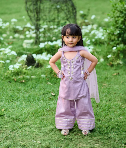 Pret Lilac Gota tulip Kurti with Farshi Salwar
