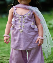 Pret Lilac Gota tulip Kurti with Farshi Salwar