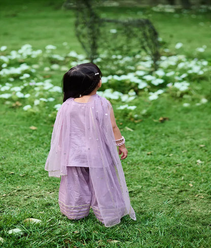 Pret Lilac Gota tulip Kurti with Farshi Salwar