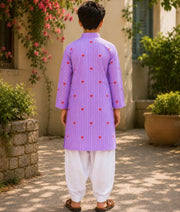 Pret Lilac Hearts & Stripe Printed Kurta with Salwar