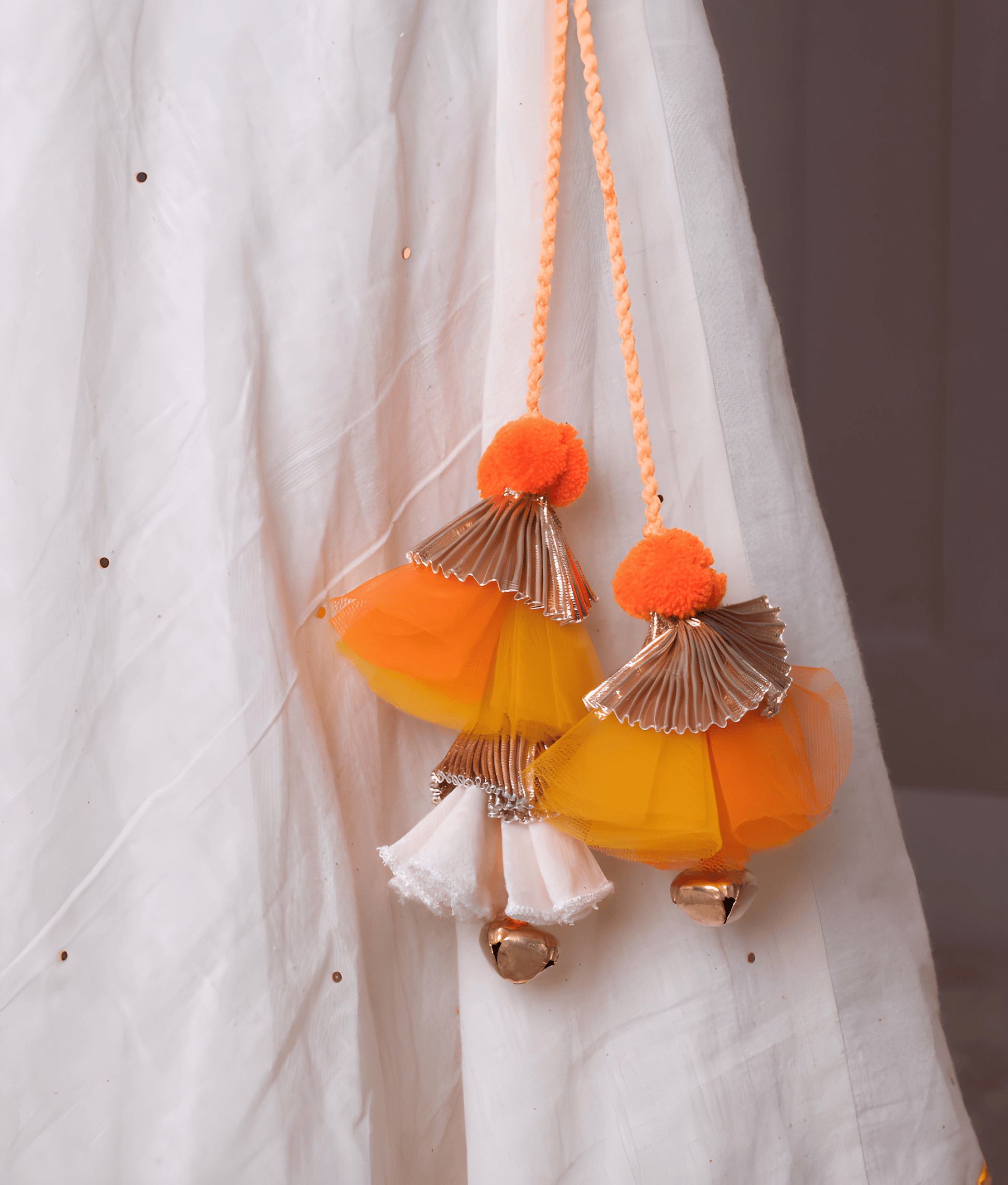 Pret Off white Faux Mukaish work Top & Skirt for Girls