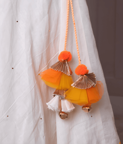 Pret Off white Faux Mukaish work Top & Skirt for Girls