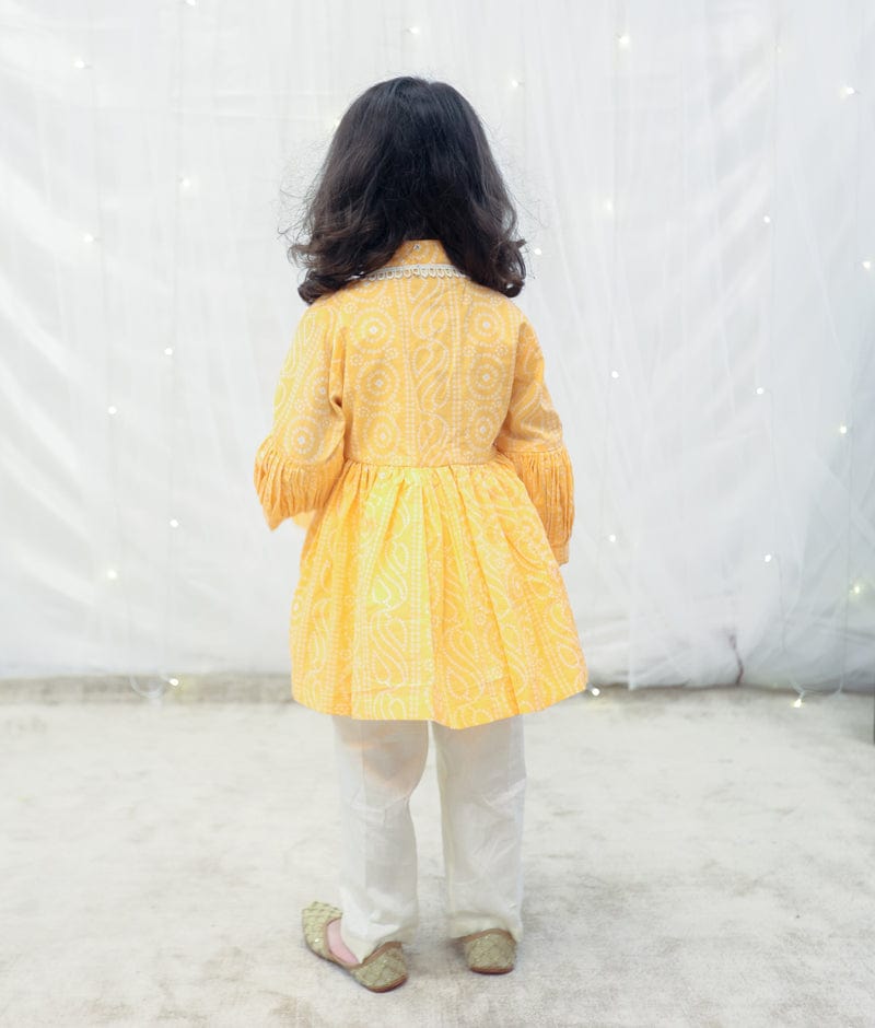 Pret Orange Bhandhej Peplum Kurti Set