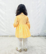 Pret Orange Bhandhej Peplum Kurti Set