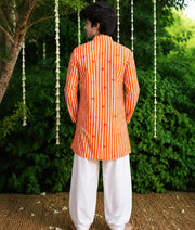 Pret Orange Hearts & Stripe Printed Kurta with Salwar