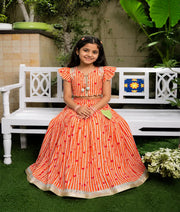 Pret Orange Printed Lehenga Set