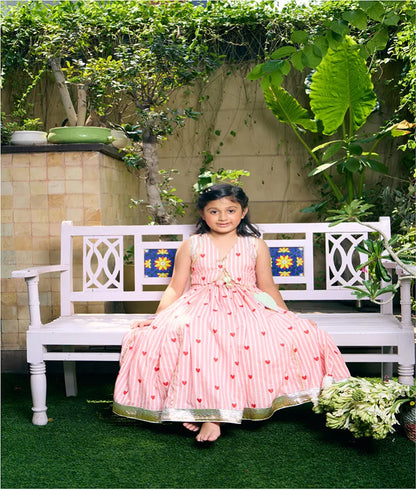 Pret Peach Hearts & Stripe Printed Lehenga Set