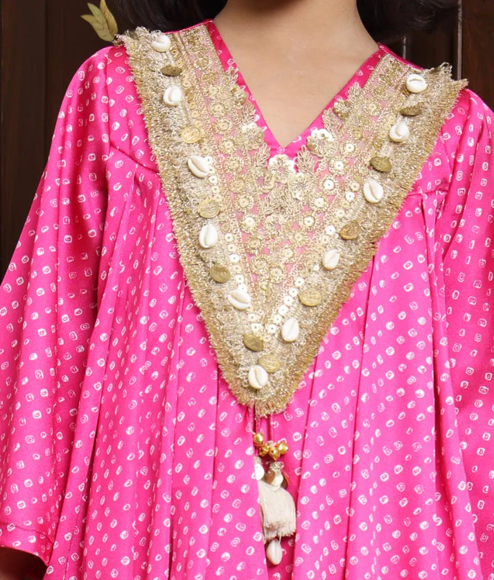 Pret Pink Bandhej Kurti with Salwar