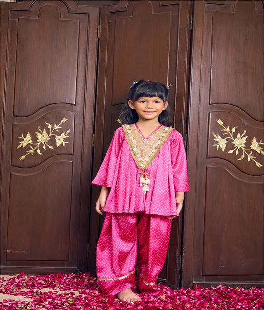 Pret Pink Bandhej Kurti with Salwar