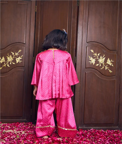 Pret Pink Bandhej Kurti with Salwar