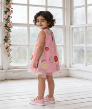Pret Pink Flower Printed Organza Dress
