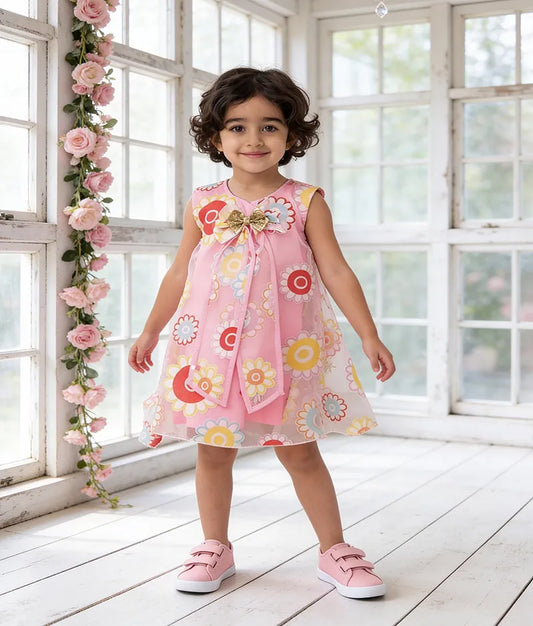 Pret Pink Flower Printed Organza Dress