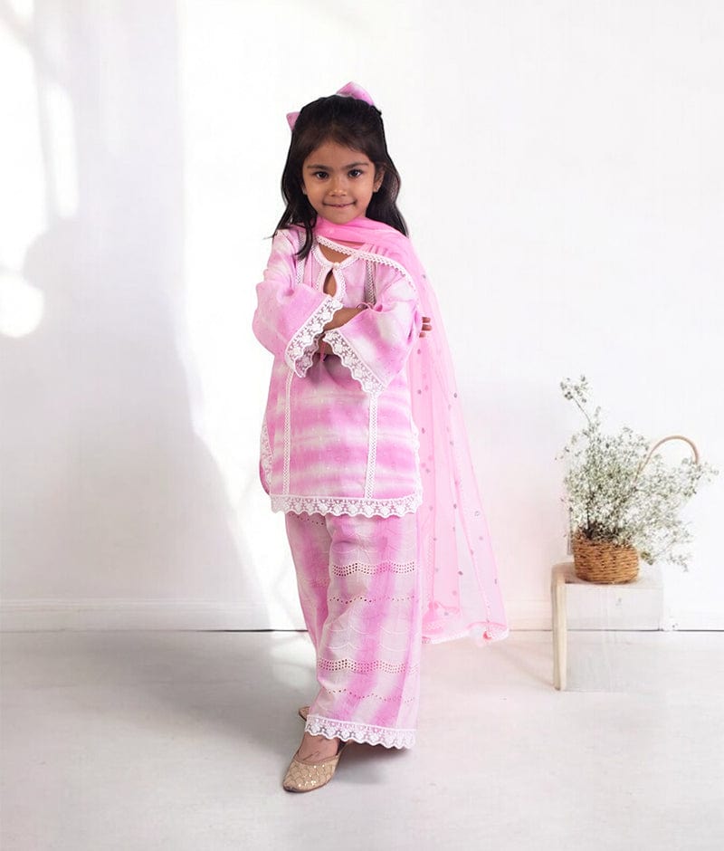 Pret Pink Tie & Dye Kurti Sharara Set