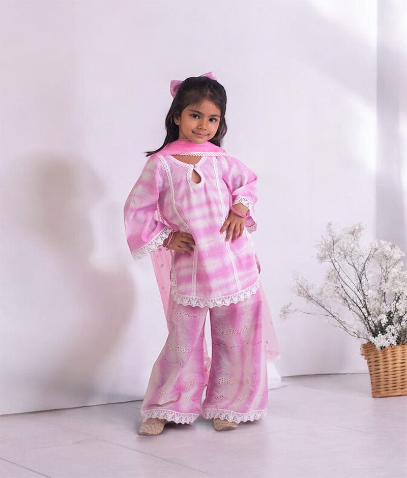 Pret Pink Tie & Dye Kurti Sharara Set