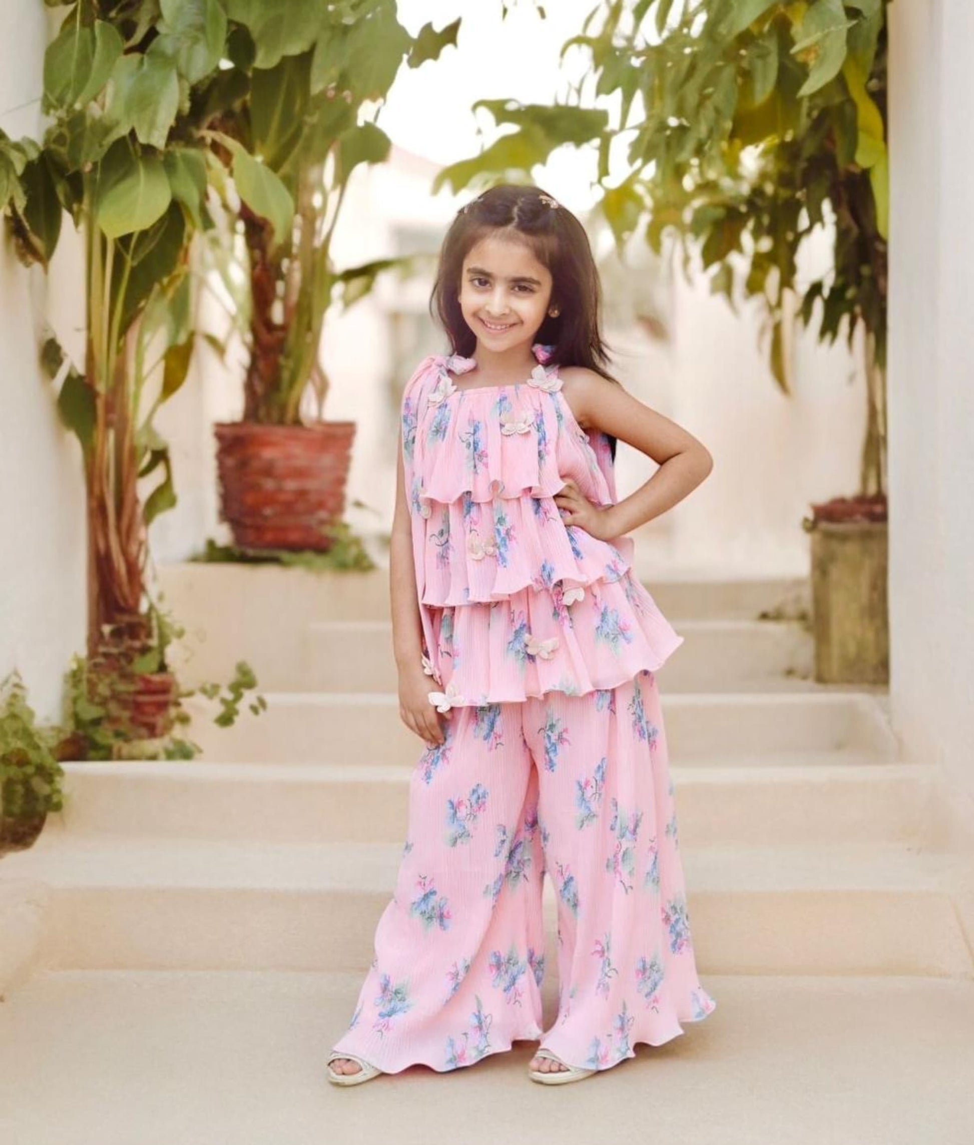 Pret Printed Layered kurti with Plazzo