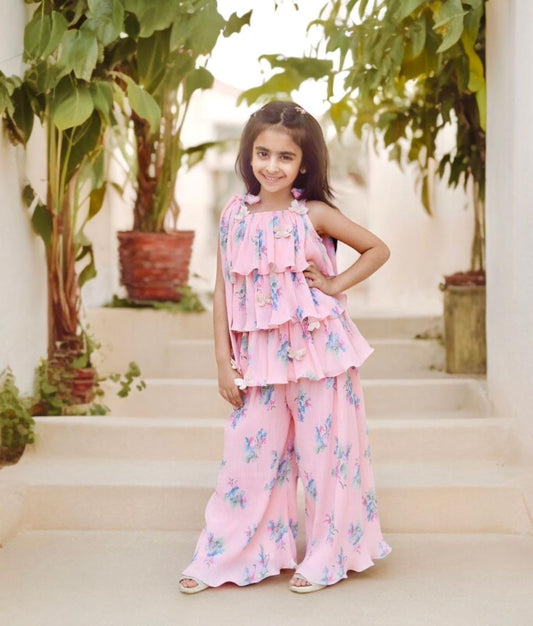 Pret Printed Layered kurti with Plazzo