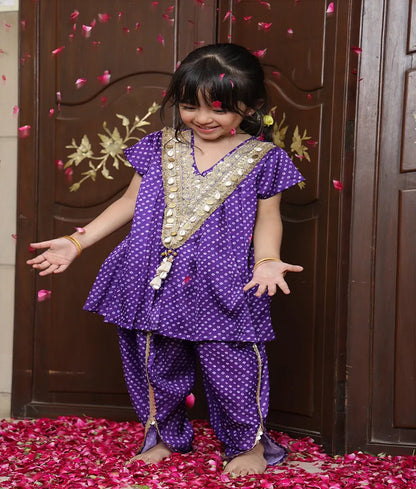 Pret Purple Bandhej Kurti with Dhoti