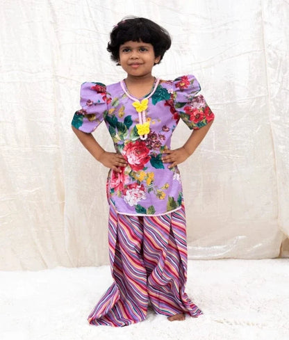 Pret Purple Printed Kurti with Plazo