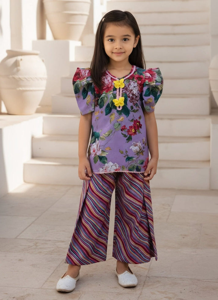 Pret Purple Printed Kurti with Plazo