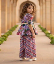 Pret Purple Printed Peplum Kurti with Plazo