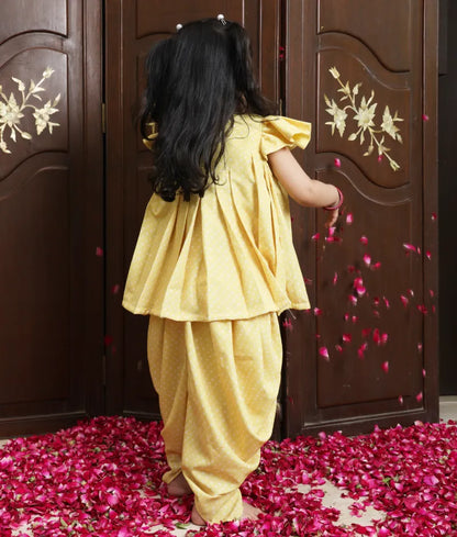 Pret Yellow Bandhej Kurti with Dhoti