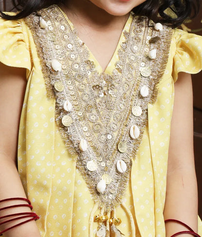 Pret Yellow Bandhej Kurti with Dhoti