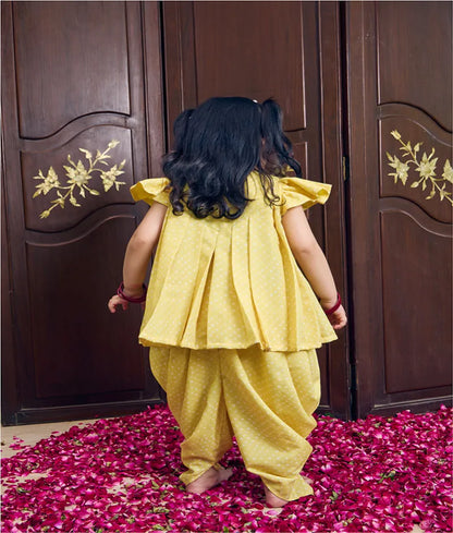 Pret Yellow Bandhej Kurti with Dhoti