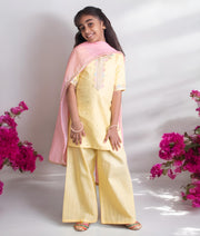 Pret Yellow Faux Mukaish Work Kurti with Sharara