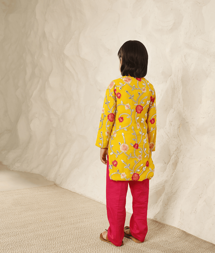 Pret Yellow Gota Embroidered Kurta with Pant for Boys