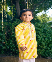 Pret Yellow Hearts & Stripe Printed Kurta with Salwar