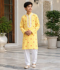 Pret Yellow Hearts & Stripe Printed Kurta with Salwar fayon_teens