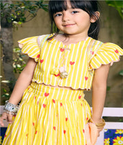 Pret Yellow Hearts & Stripe Printed Lehenga Set
