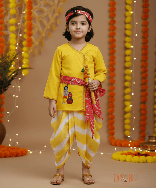 Pret Yellow Kurta with Dhoti for Boys