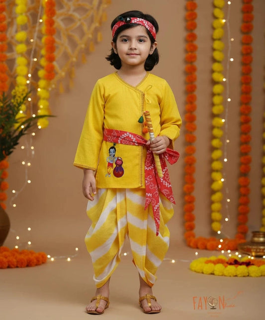 Pret Yellow Kurta with Dhoti for Boys