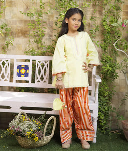 Pret Yellow Kurti with Hearts Printed Farshi Salwar