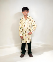 Pret Yellow Nandi Printed Kurta with Pant for Boys