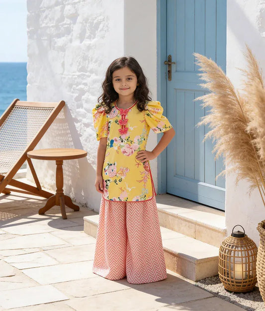 Pret Yellow Printed Kurti with Plazo