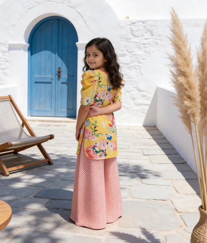 Pret Yellow Printed Kurti with Plazo