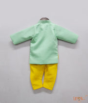 Aqua Green Achkan with Yellow Chudidar for Boys