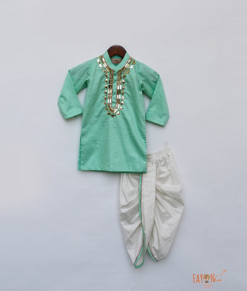 Fayon Kids Aqua Green Kurta with Dhoti for Boys